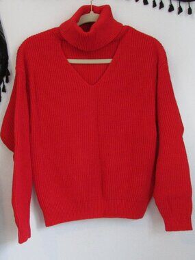 Bar III Red Cutout Sweater